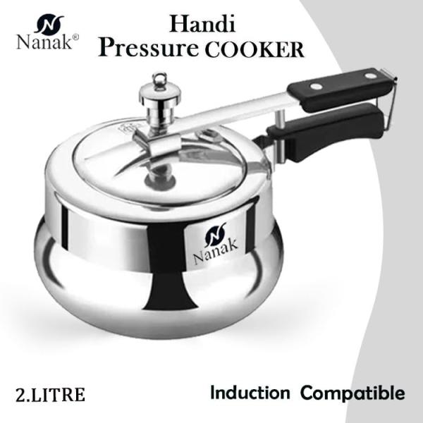 NANAK Classic 2 L Handi Induction And Gas Pressure Cooker Faster & Healthy Cooking Silver Aluminum Pressure Cookers Inner Lid Aluminium Pressure Cooker -Handi_2L_2