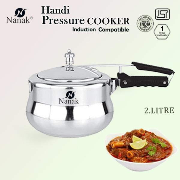 NANAK Classic 2 L Handi Induction And Gas Pressure Cooker Faster & Healthy Cooking Silver Aluminum Pressure Cookers Inner Lid Aluminium Pressure Cooker -Handi_2L_2