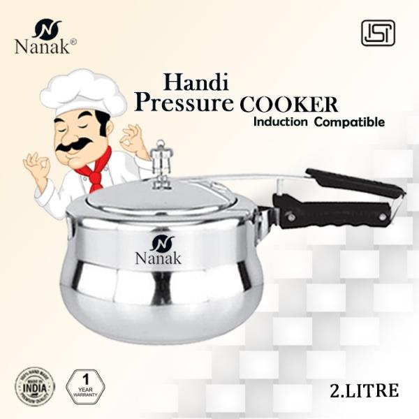 NANAK Classic 2 L Handi Induction And Gas Pressure Cooker Faster & Healthy Cooking Silver Aluminum Pressure Cookers Inner Lid Aluminium Pressure Cooker -Handi_2L_2