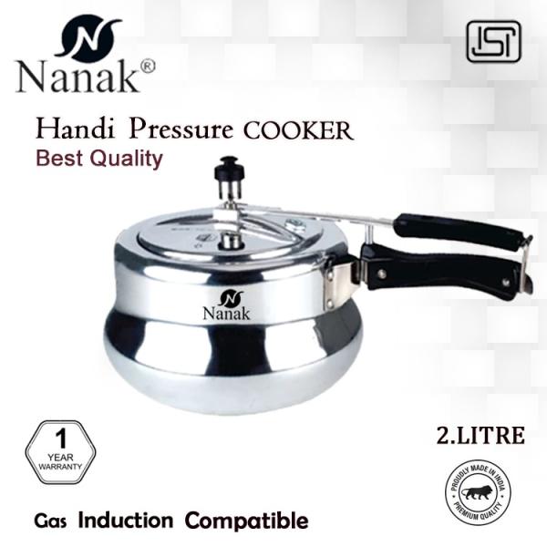 NANAK Classic 2 L Handi Induction And Gas Pressure Cooker Faster & Healthy Cooking Silver Aluminum Pressure Cookers Inner Lid Aluminium Pressure Cooker -Handi_2L_2